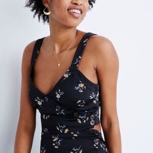 Madewell Button-Wrap Crop Tank in Marseille Daisies